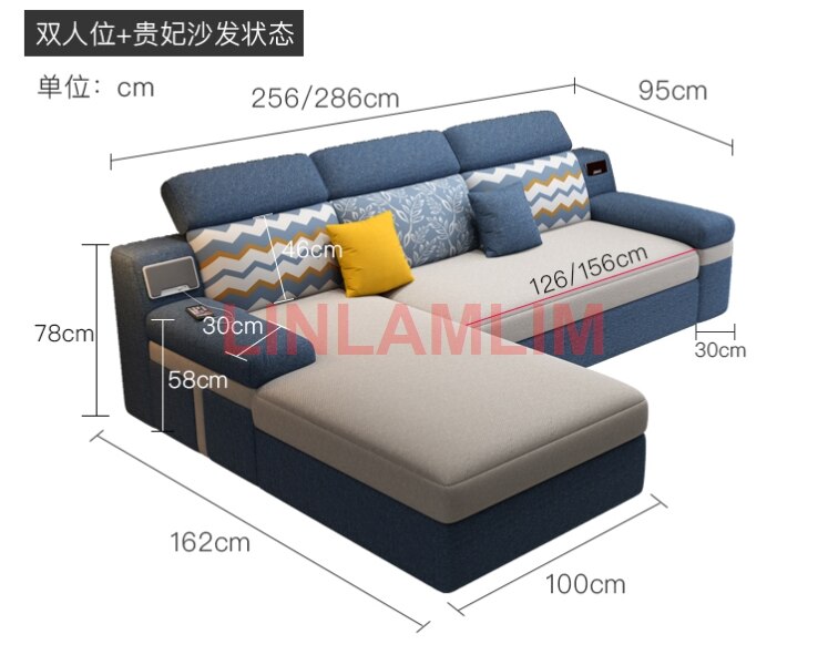 Tech Smart Sofa Bed Fabric Functional Sleeper Couch Convertible Sofas Bed Big Sofas Cama Nordic Salon with Bluetooth Audio,USB C